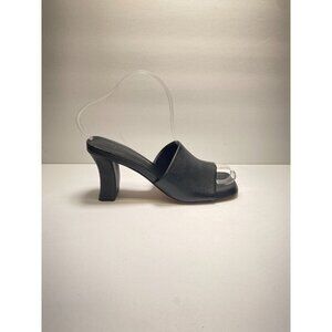 Vince Women's Black Ceil Square Toe Mid Heel Slide Sandals sz 6